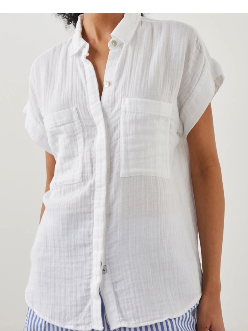 Rails Cito Shirt True White Small Organic Cotton Gauze Boxy Button Down Summer